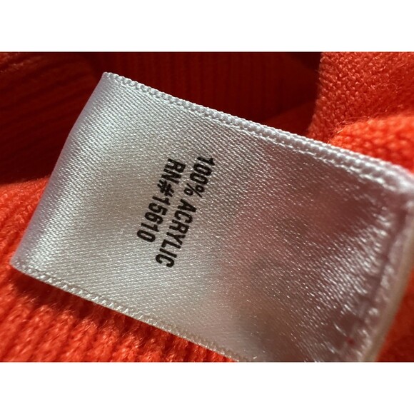 Amelotte Bright Orange Long Sleeve Crew Neck Button Down Cardigan Sweater Sz L - Picture 6 of 7